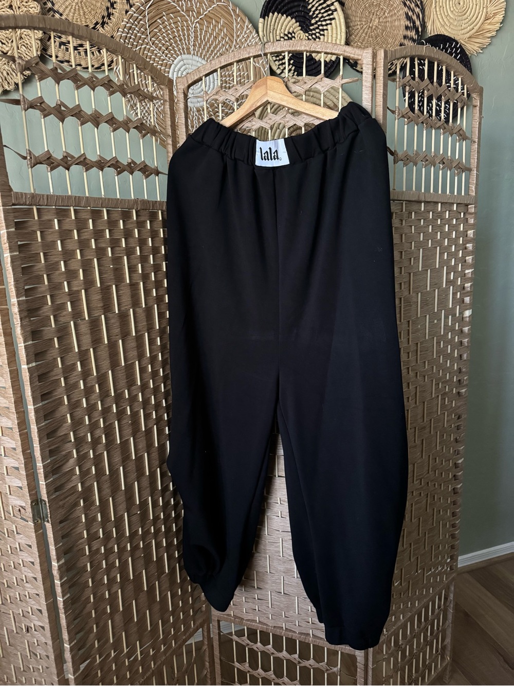Dressed in LALA Black Elastic Waist Track Pants